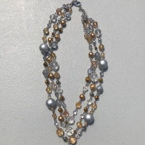 Lia Sophia gold and silver tone bead necklace